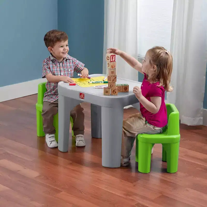 Tavolo e sedie per bambini White Square, in plastica, 2 posti
