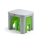 Tavolo e sedie per bambini White Square, in plastica, 2 posti