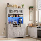 Armadietto dispensa stile rustico da 68.7", Nero+Marrone / Grigio / Bianco, Autoportante, Monoutente