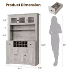 Armadietto dispensa stile rustico da 68.7", Nero+Marrone / Grigio / Bianco, Autoportante, Monoutente
