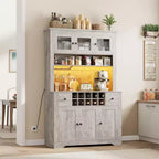 Armadietto dispensa stile rustico da 68.7", Nero+Marrone / Grigio / Bianco, Autoportante, Monoutente