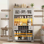 Armadietto dispensa stile rustico da 68.7", Nero+Marrone / Grigio / Bianco, Autoportante, Monoutente