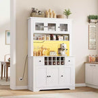 Armadietto dispensa stile rustico da 68.7", Nero+Marrone / Grigio / Bianco, Autoportante, Monoutente