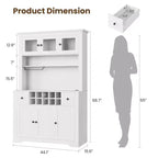 Armadietto dispensa stile rustico da 68.7", Nero+Marrone / Grigio / Bianco, Autoportante, Monoutente