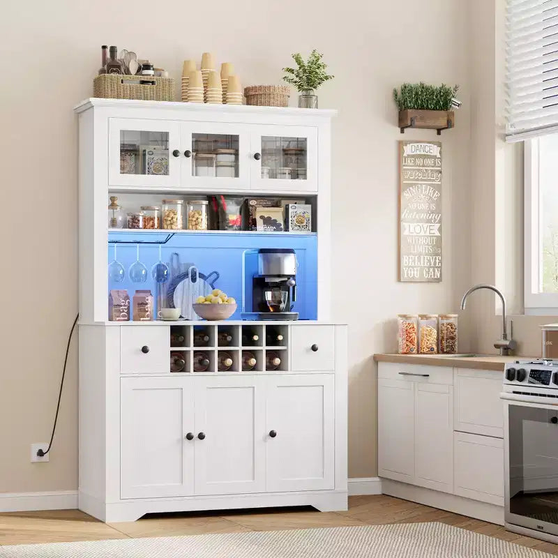 Armadietto dispensa stile rustico da 68.7", Nero+Marrone / Grigio / Bianco, Autoportante, Monoutente