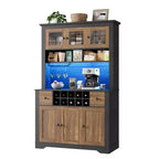Armadietto dispensa stile rustico da 68.7", Nero+Marrone / Grigio / Bianco, Autoportante, Monoutente