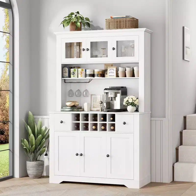 Armadietto dispensa stile rustico da 68.7", Nero+Marrone / Grigio / Bianco, Autoportante, Monoutente