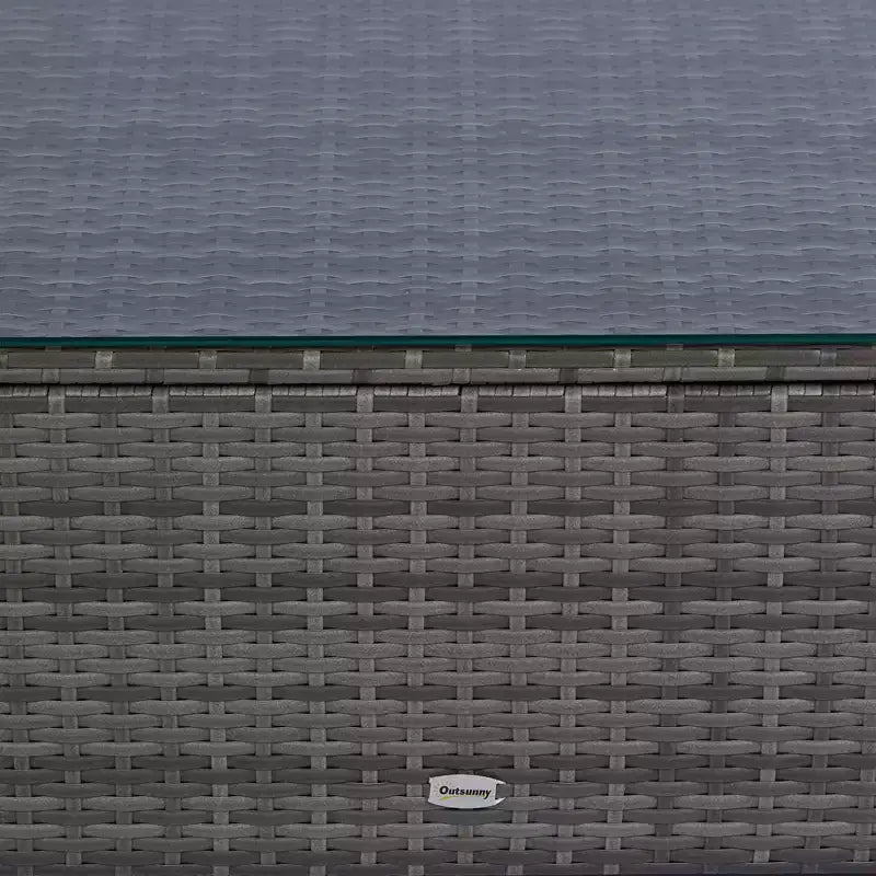 Set divano da esterno in rattan PE bianco crema/grigio a 4 posti (4 pezzi)