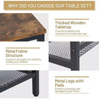 Set da 3 tavolini da caffè e laterali Black & Brown, stile industriale, 1-4 persone