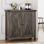 Credenza a 2 Ante con Scaffale Regolabile in Stile Rustico – Marrone e Bianco / Marrone Scuro / Grigio / Bianco, Montaggio da 1 Persona