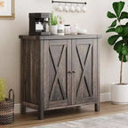 Credenza a 2 Ante con Scaffale Regolabile in Stile Rustico – Marrone e Bianco / Marrone Scuro / Grigio / Bianco, Montaggio da 1 Persona