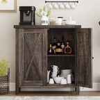 Credenza a 2 Ante con Scaffale Regolabile in Stile Rustico – Marrone e Bianco / Marrone Scuro / Grigio / Bianco, Montaggio da 1 Persona