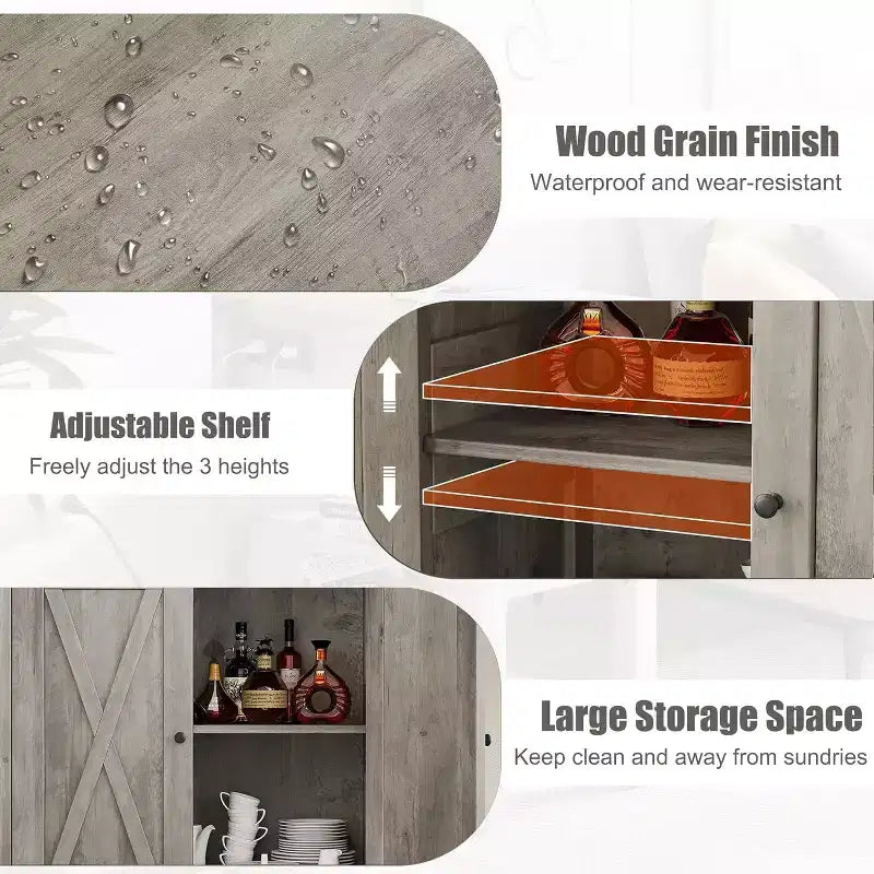Credenza a 2 Ante con Scaffale Regolabile in Stile Rustico – Marrone e Bianco / Marrone Scuro / Grigio / Bianco, Montaggio da 1 Persona