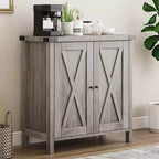 Credenza a 2 Ante con Scaffale Regolabile in Stile Rustico – Marrone e Bianco / Marrone Scuro / Grigio / Bianco, Montaggio da 1 Persona