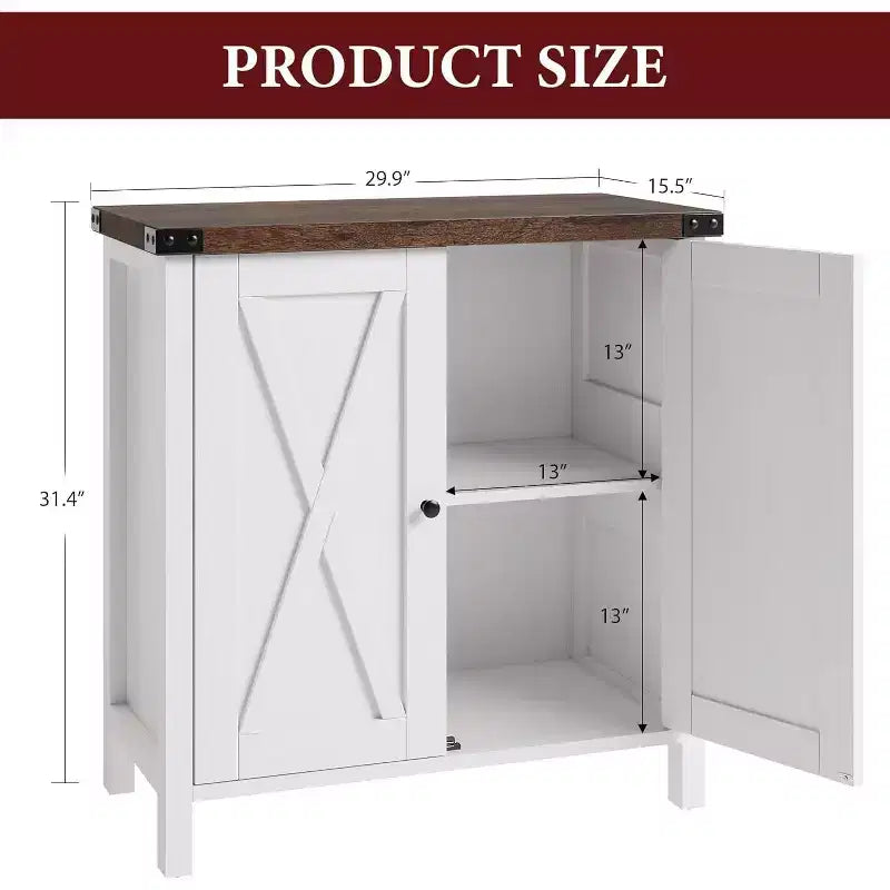 Credenza a 2 Ante con Scaffale Regolabile in Stile Rustico – Marrone e Bianco / Marrone Scuro / Grigio / Bianco, Montaggio da 1 Persona