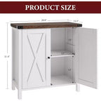 Credenza a 2 Ante con Scaffale Regolabile in Stile Rustico – Marrone e Bianco / Marrone Scuro / Grigio / Bianco, Montaggio da 1 Persona