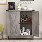 Credenza a 2 Ante con Scaffale Regolabile in Stile Rustico – Marrone e Bianco / Marrone Scuro / Grigio / Bianco, Montaggio da 1 Persona