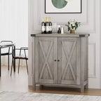 Credenza a 2 Ante con Scaffale Regolabile in Stile Rustico – Marrone e Bianco / Marrone Scuro / Grigio / Bianco, Montaggio da 1 Persona