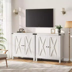 Credenza a 2 Ante con Scaffale Regolabile in Stile Rustico – Marrone e Bianco / Marrone Scuro / Grigio / Bianco, Montaggio da 1 Persona