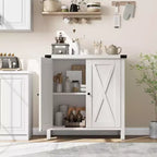 Credenza a 2 Ante con Scaffale Regolabile in Stile Rustico – Marrone e Bianco / Marrone Scuro / Grigio / Bianco, Montaggio da 1 Persona