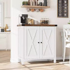 Credenza a 2 Ante con Scaffale Regolabile in Stile Rustico – Marrone e Bianco / Marrone Scuro / Grigio / Bianco, Montaggio da 1 Persona