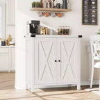 Credenza a 2 Ante con Scaffale Regolabile in Stile Rustico – Marrone e Bianco / Marrone Scuro / Grigio / Bianco, Montaggio da 1 Persona