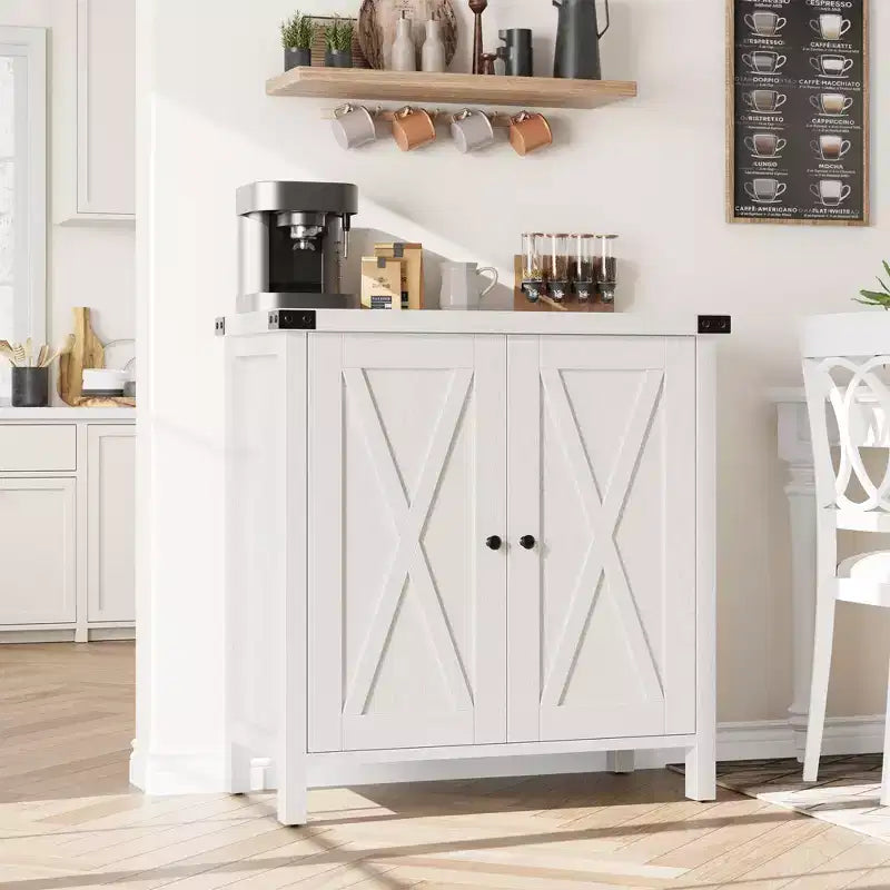 Credenza a 2 Ante con Scaffale Regolabile in Stile Rustico – Marrone e Bianco / Marrone Scuro / Grigio / Bianco, Montaggio da 1 Persona