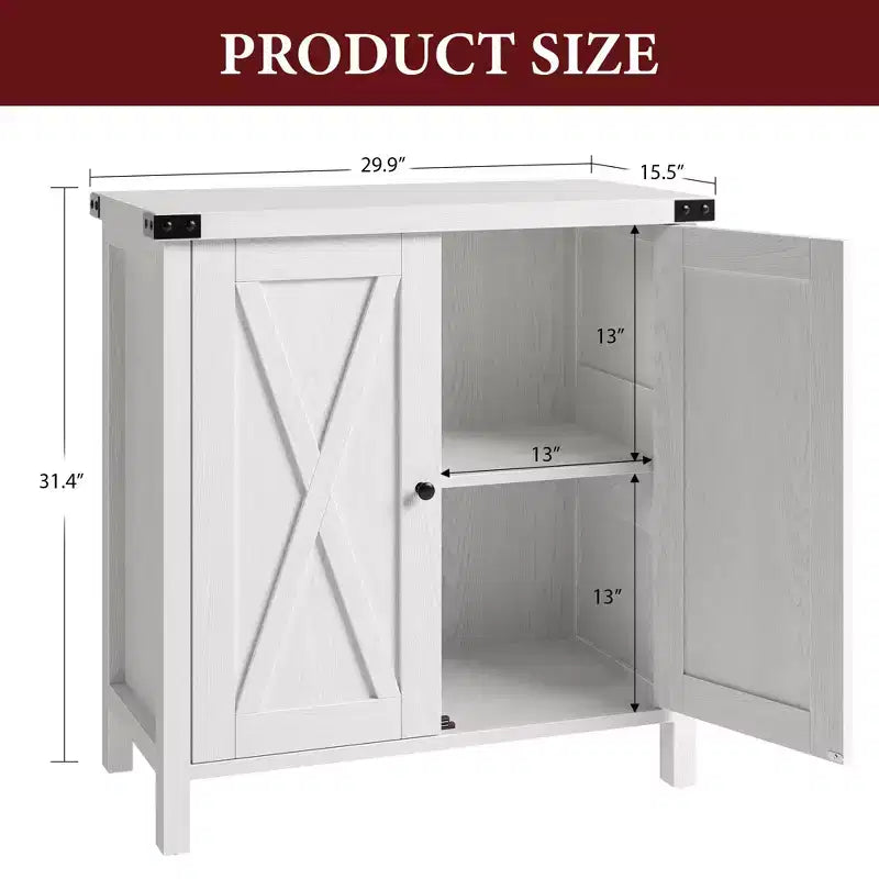 Credenza a 2 Ante con Scaffale Regolabile in Stile Rustico – Marrone e Bianco / Marrone Scuro / Grigio / Bianco, Montaggio da 1 Persona