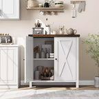 Credenza a 2 Ante con Scaffale Regolabile in Stile Rustico – Marrone e Bianco / Marrone Scuro / Grigio / Bianco, Montaggio da 1 Persona