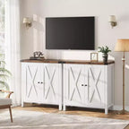 Credenza a 2 Ante con Scaffale Regolabile in Stile Rustico – Marrone e Bianco / Marrone Scuro / Grigio / Bianco, Montaggio da 1 Persona