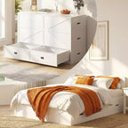 Mjkone Convertible Sofa Set with Storage Murphy Bed Chest, Full/Queen, Mattress Not Included