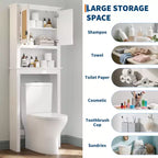 Mobile da bagno salvaspazio sopra WC, 2 ante in rattan, ripiano regolabile, montaggio per 1 persona