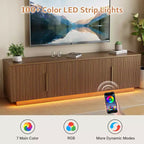 Mobile Porta TV da Fattoria Marrone con Luci a LED, 6 Scomparti, Adatto per TV fino a 75 pollici