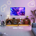 Mobile Porta TV da Fattoria Marrone con Luci a LED, 6 Scomparti, Adatto per TV fino a 75 pollici