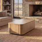Homsee 4-Drawer Coffee Table with Storage  Modern Accent Table for Living Room, Light Oak Finish