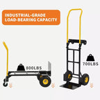 Carrello a mano convertibile 2-in-1 e carrello pieghevole – Nero e arancione/giallo, capacità 180–360 kg, utilizzo da 1 a 2 persone