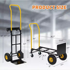 Carrello a mano convertibile 2-in-1 e carrello pieghevole – Nero e arancione/giallo, capacità 180–360 kg, utilizzo da 1 a 2 persone
