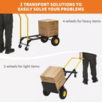 Carrello a mano convertibile 2-in-1 e carrello pieghevole – Nero e arancione/giallo, capacità 180–360 kg, utilizzo da 1 a 2 persone