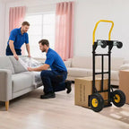 Carrello a mano convertibile 2-in-1 e carrello pieghevole – Nero e arancione/giallo, capacità 180–360 kg, utilizzo da 1 a 2 persone