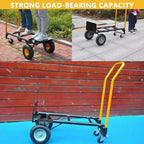 Carrello a mano convertibile 2-in-1 e carrello pieghevole – Nero e arancione/giallo, capacità 180–360 kg, utilizzo da 1 a 2 persone