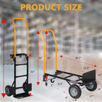 Carrello a mano convertibile 2-in-1 e carrello pieghevole – Nero e arancione/giallo, capacità 180–360 kg, utilizzo da 1 a 2 persone