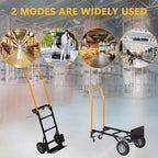 Carrello a mano convertibile 2-in-1 e carrello pieghevole – Nero e arancione/giallo, capacità 180–360 kg, utilizzo da 1 a 2 persone