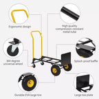 Carrello a mano convertibile 2-in-1 e carrello pieghevole – Nero e arancione/giallo, capacità 180–360 kg, utilizzo da 1 a 2 persone