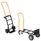 Convertible Hand Truck, 2-in-1 Folding Dolly Cart with 4 Non-Flat Wheels, Heavy Duty 400 Lb Capacity, for Moving, Warehouse, Office & Industrial Use