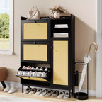 Freestanding Shoe Cabinet for Entryway with 3 Flip Drawers, Modern Wood Shoe Storage Organizer with Metal Legs for Hallway & Small Spaces