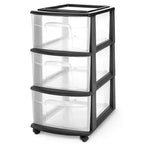 HOMZ 3-Drawer Cart Organizer with Removable Wheels, Medium, Purple Frame