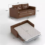 Divano Letto Estraibile a 2 Posti in Similpelle Cognac