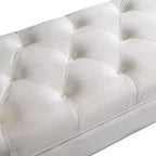 Panca fondo letto in velluto Beige/Blu/Rosa/Viola – Capitonnè, 2 cuscini, gambe in rovere, 1 posto