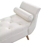 Panca fondo letto in velluto Beige/Blu/Rosa/Viola – Capitonnè, 2 cuscini, gambe in rovere, 1 posto