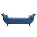 Panca fondo letto in velluto Beige/Blu/Rosa/Viola – Capitonnè, 2 cuscini, gambe in rovere, 1 posto